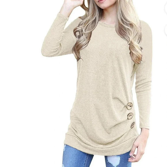 junefish Tops - NWT! Women’s tan long loose fitting tunic top 3XL